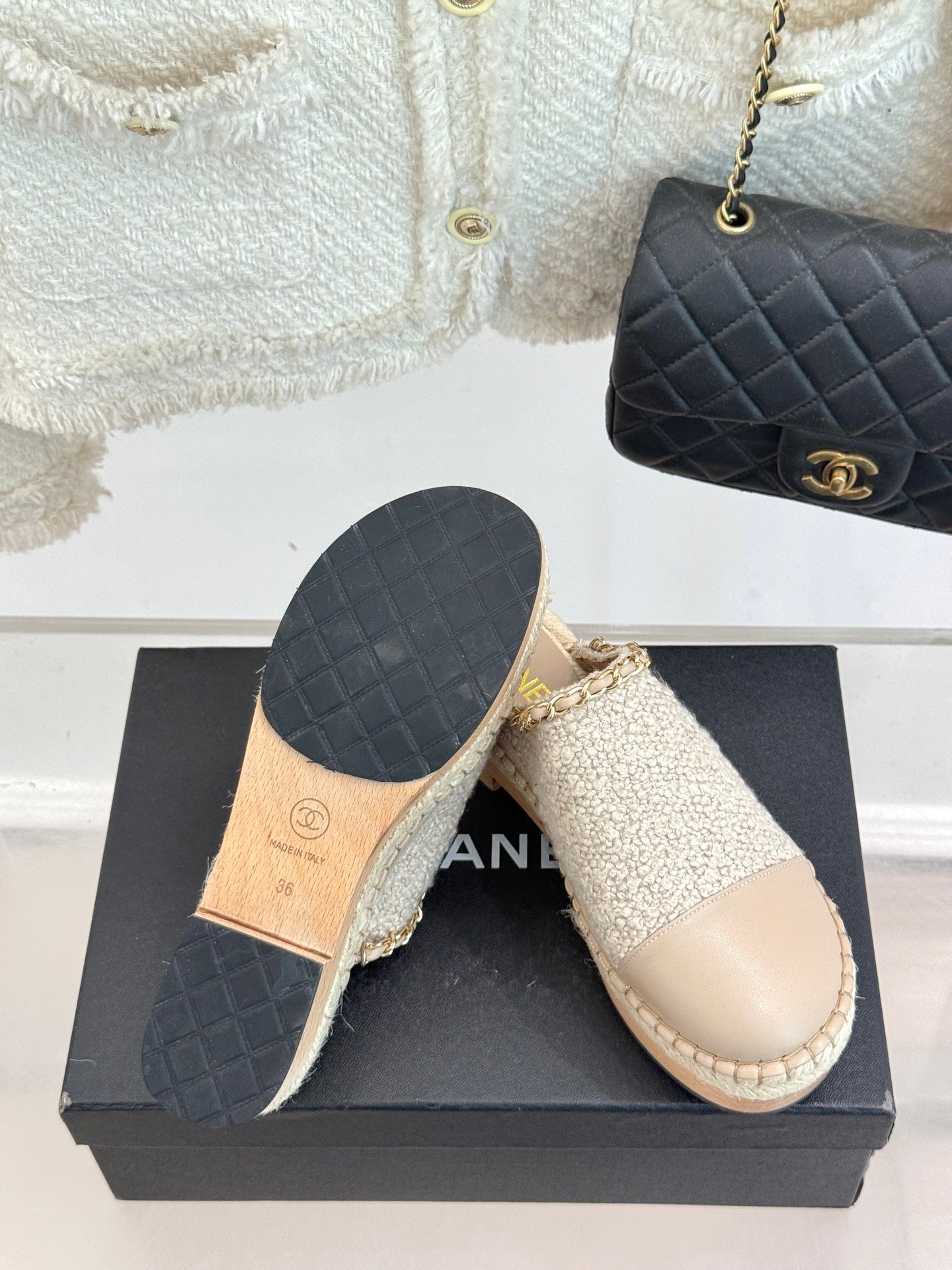 CC MULES 25SS 30 MM IN BEIGE LAMBSKIN MIX WOOL - 35