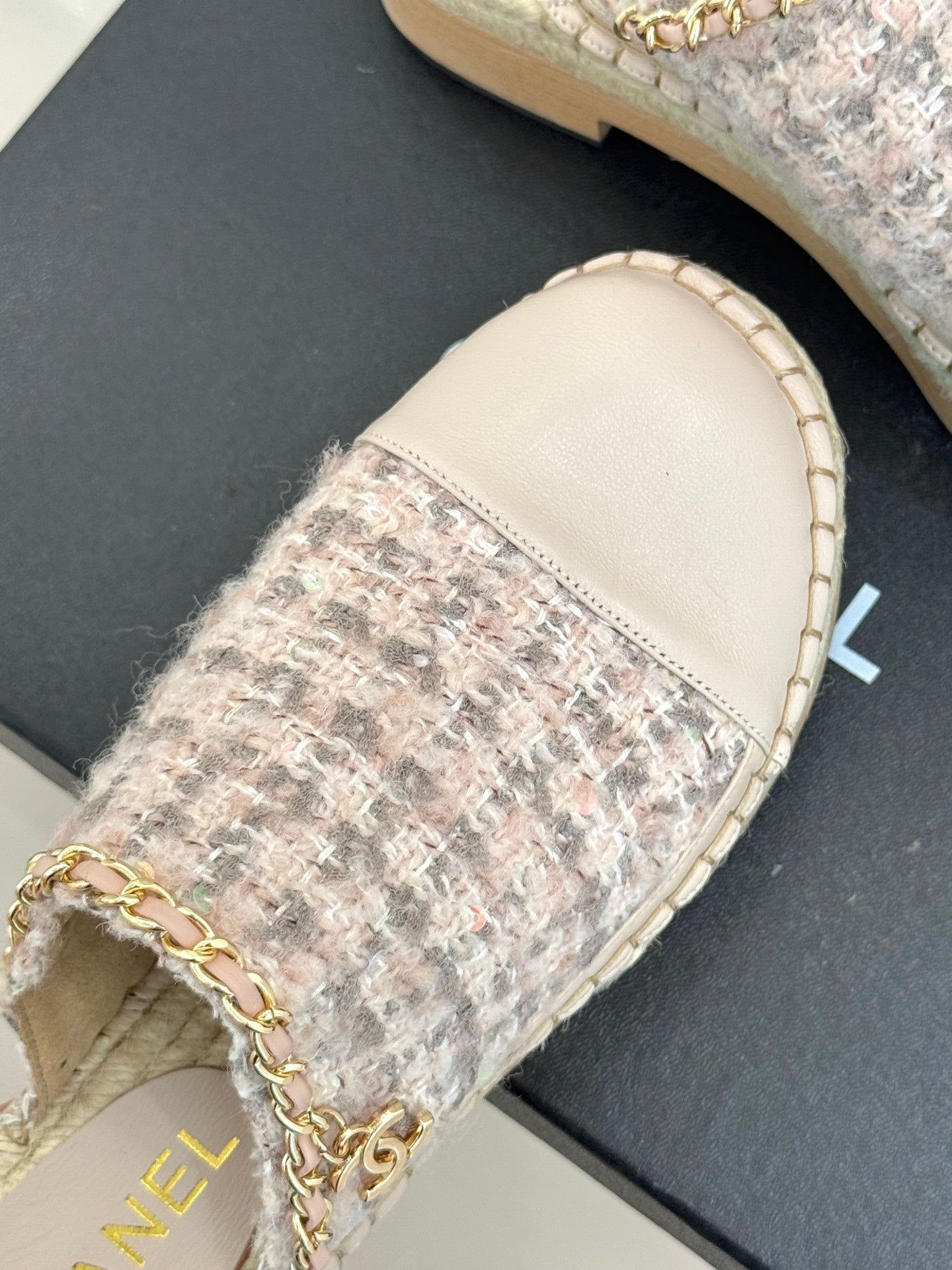 CC MULES 25SS 30 MM IN PASTEL PINK LAMBSKIN MIX TWEED - 35