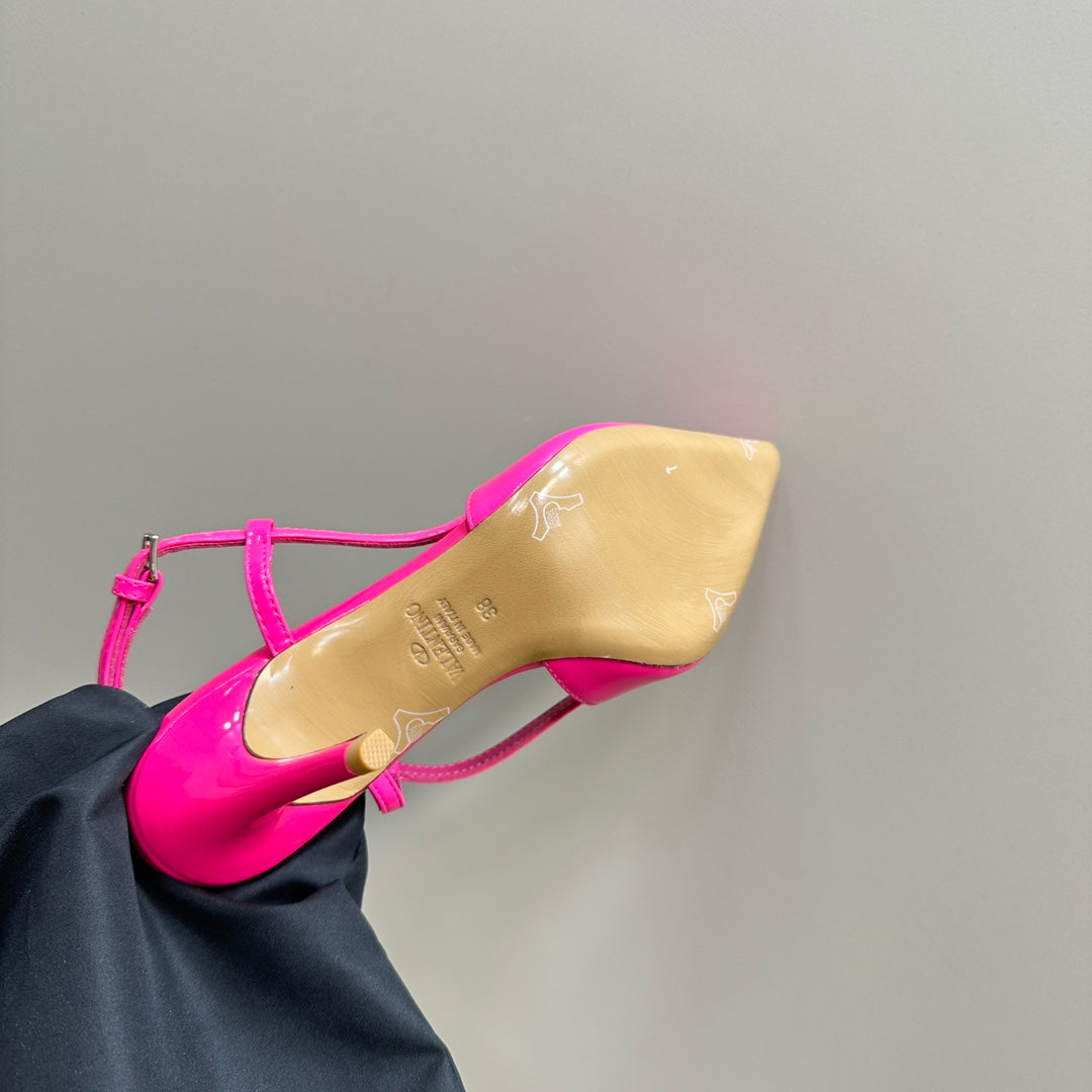 VLOGO SIGNATURUE BRIGHT PINK PATENT LEATHER SLINGBACK PUMP 80MM - 35
