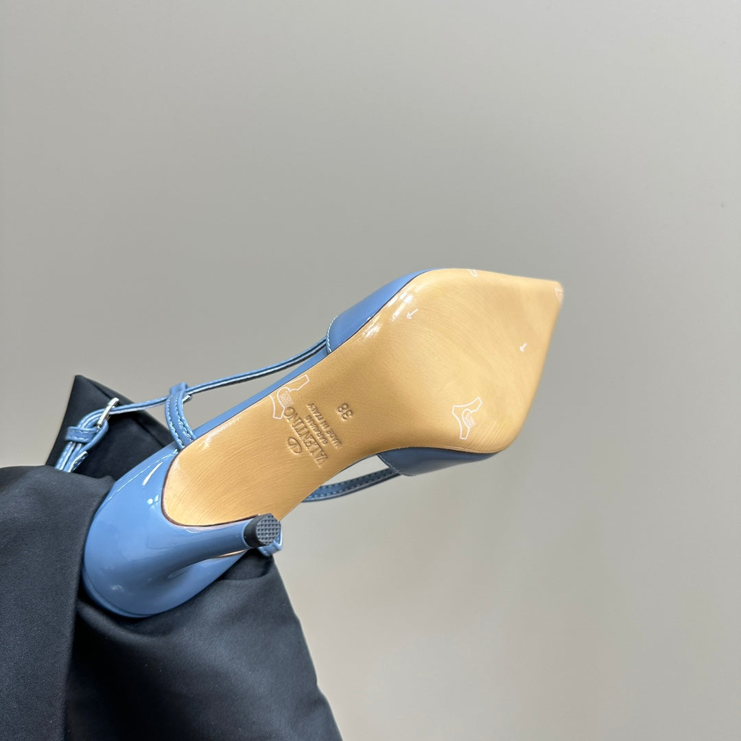 VLOGO SIGNATURE ELECTRIC BLUE PATENT LEATHER SLINGBACK PUMP 80MM - 35