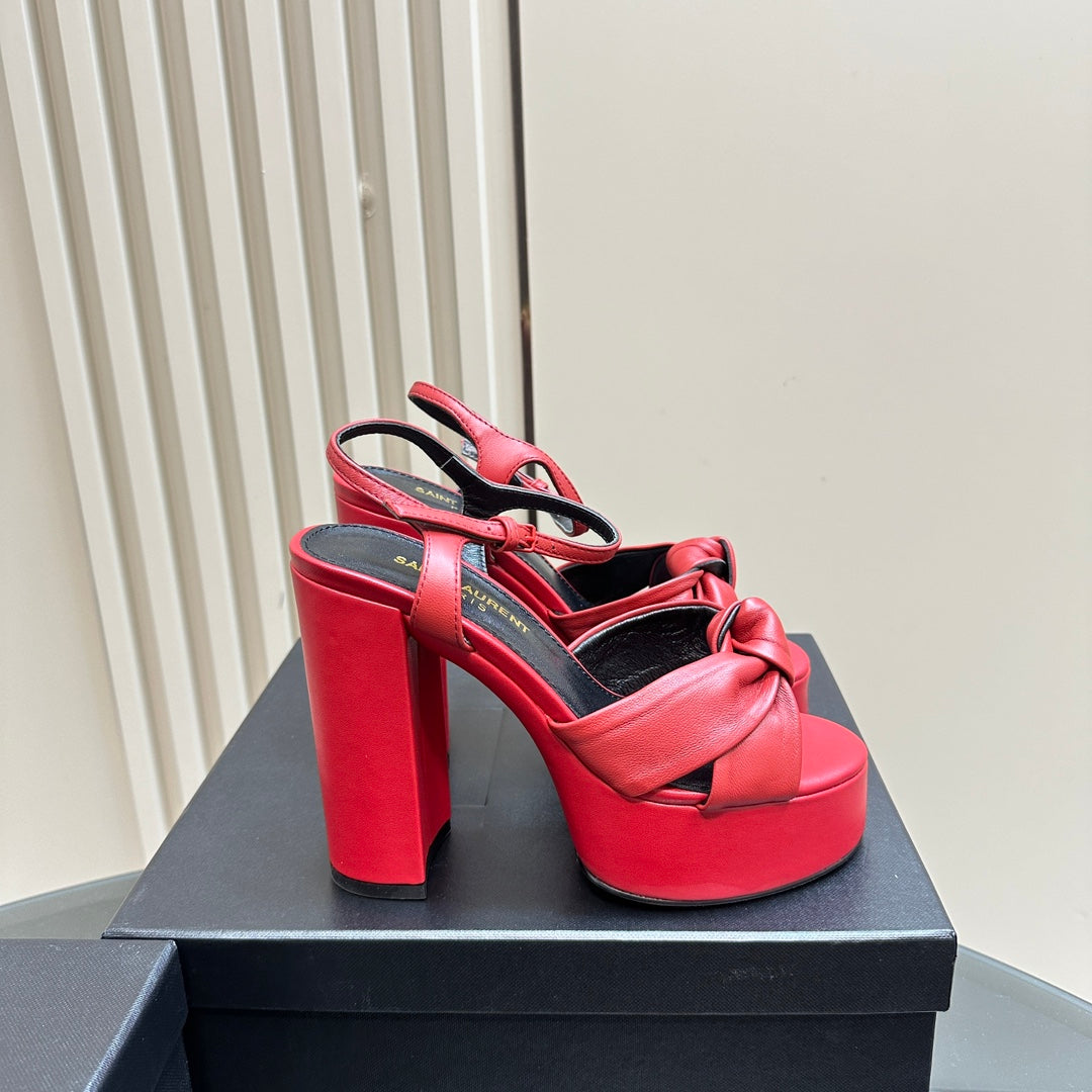 BIANCA PLATFORM SANDALS IN RED LAMBSKIN - 35