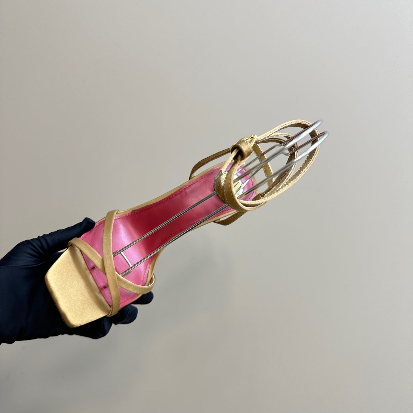 OPYUM HIGH SANDALS IN GOLD SILK - 35