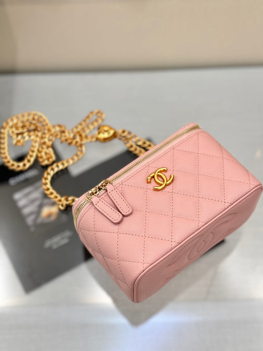 CHANEL 25S МІНІ СУМКА-ФУТЛЯР 16 СМ ЗІ СВІТЛО-РОЖЕВОЇ ШКІРИ ЯГНЯТИ З ЗОЛОТОЮ ФУРНІТУРОЮ