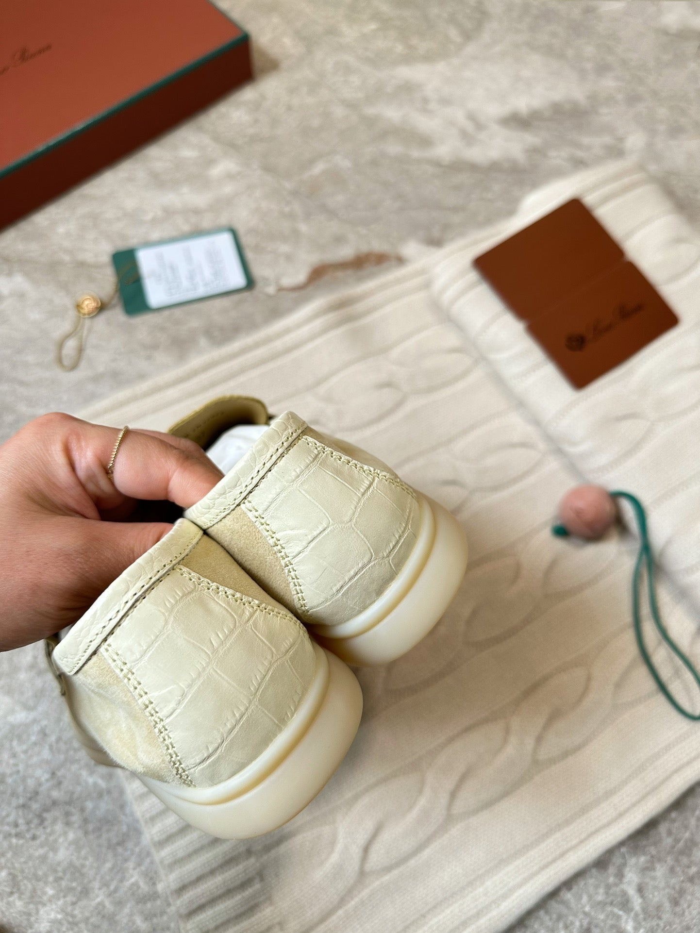 LP LOAFERS 25S IN SOFT BEIGE SUEDE MIX LAMBSKIN - 35