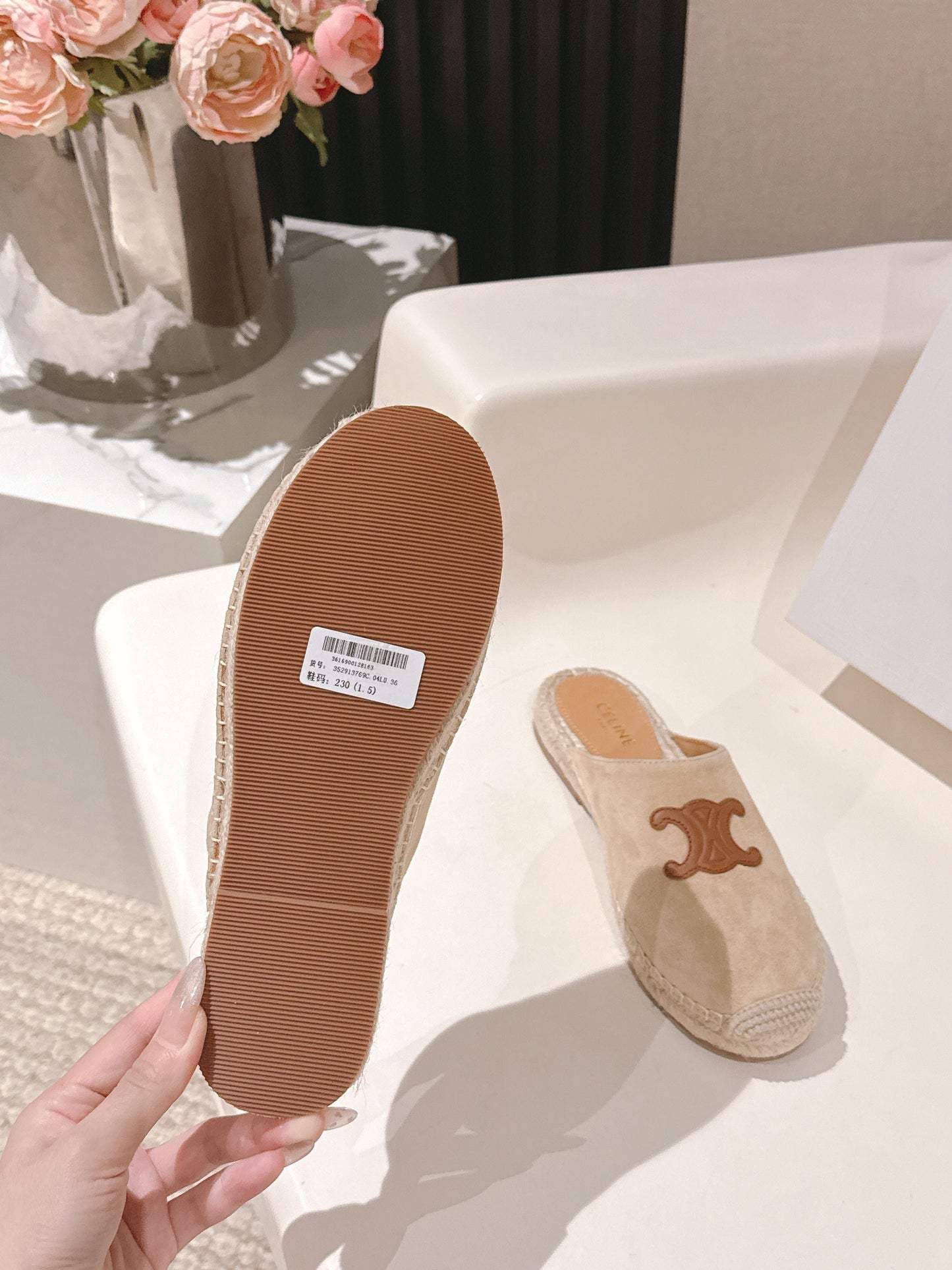 CELINE 25S LES ESPADRILLES MULE IN BEIGE SUEDE - 35