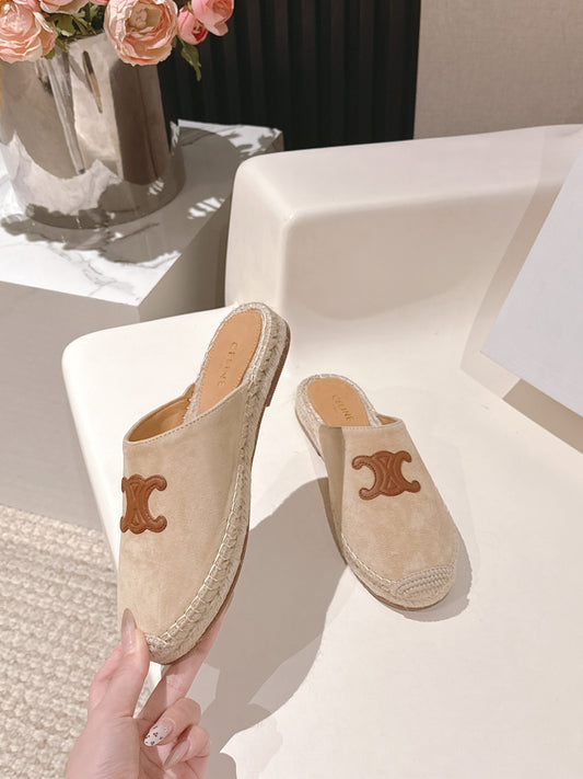CELINE 25S ШКІРЯНІ ЕСПАДРИЛЬЇ-МЮЛІ В БЕЖЕВОМУ КОЛЬОРІ - 35