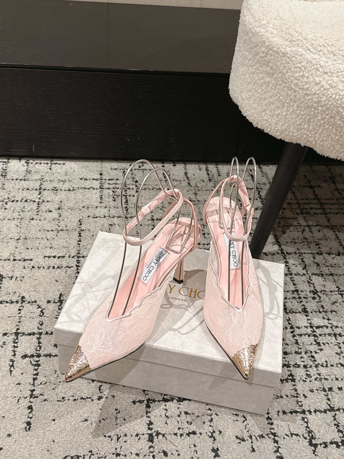 БОСОНІЖКИ-СЛІНГБЕКИ JIMMY CHOO 26S НА ПІДБОРАХ 95 ММ ЗІ СВІТЛО-РОЖЕВОГО МЕРЕЖИВА