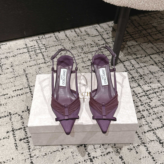 JIMMY CHOO 26S SLINGBACK HEELS 65 MM IN DEEP PURPLE FABRIC