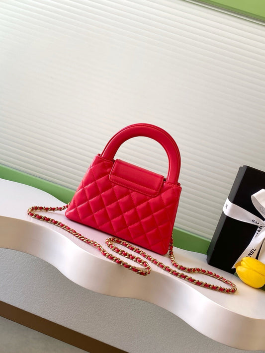 СУМКА CHANEL 25S MINI KELLY 19 З ЧЕРВОНОЇ ОВЕЧОЇ ШКІРИ З ЗОЛОТОЮ ФУРНІТУРОЮ