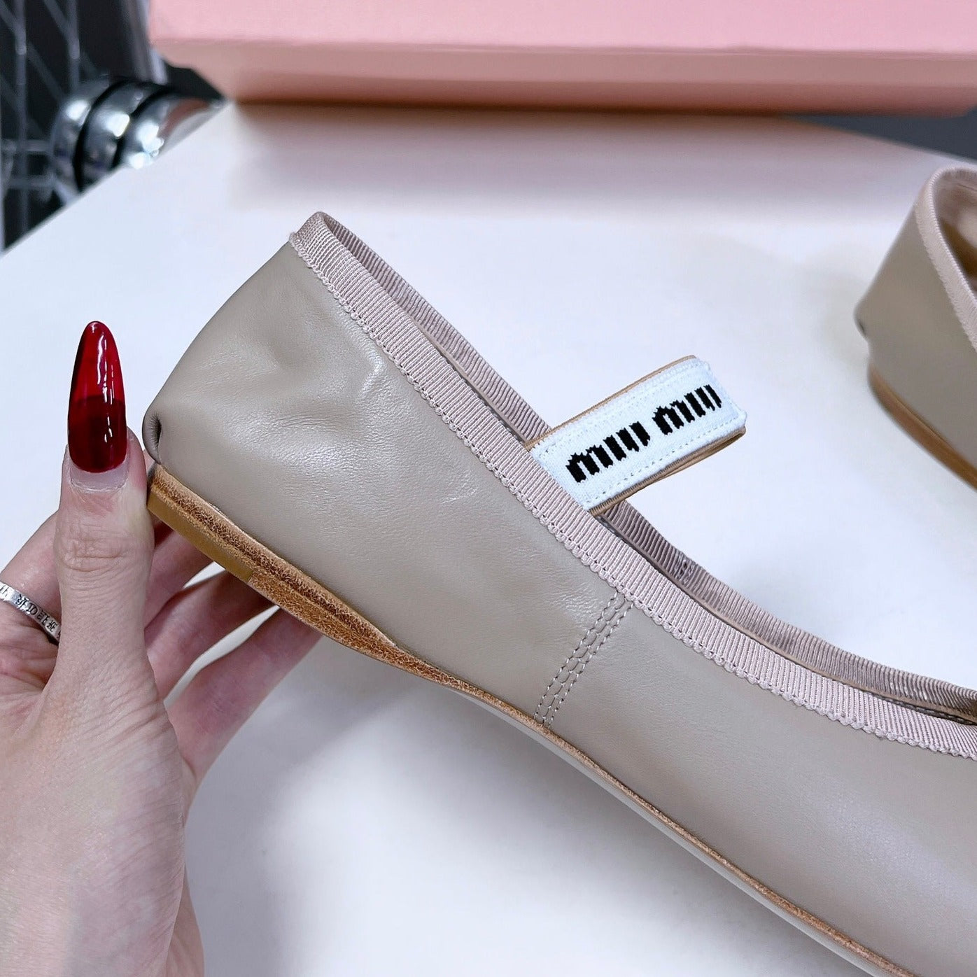 BALLET FLAT SHOES LIGHT NUDE SHEEPSKIN - 35