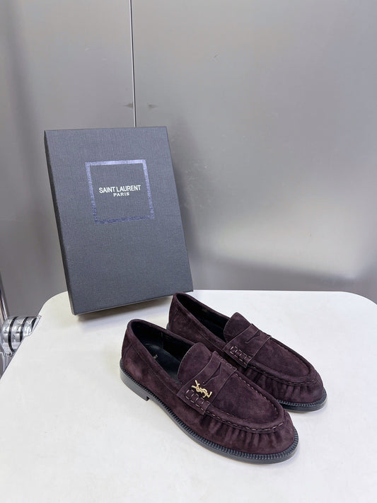 YSL 25S SAINT LAURENT LOAFERS IN DUSTY PLUM SUEDE - 35