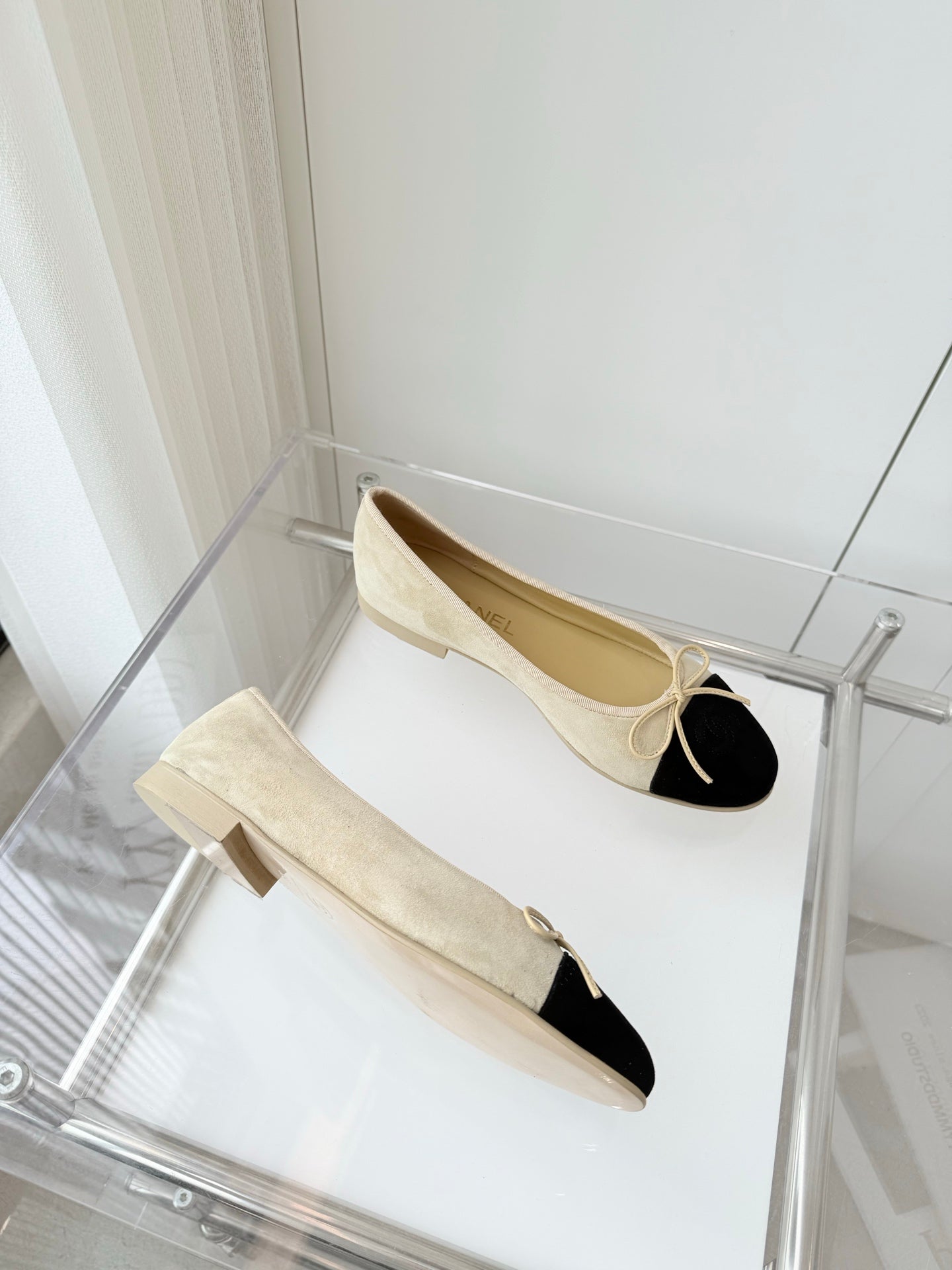 BALLET FLAT IN LIGHT YELLOW MIX BLACK SUEDE - 34