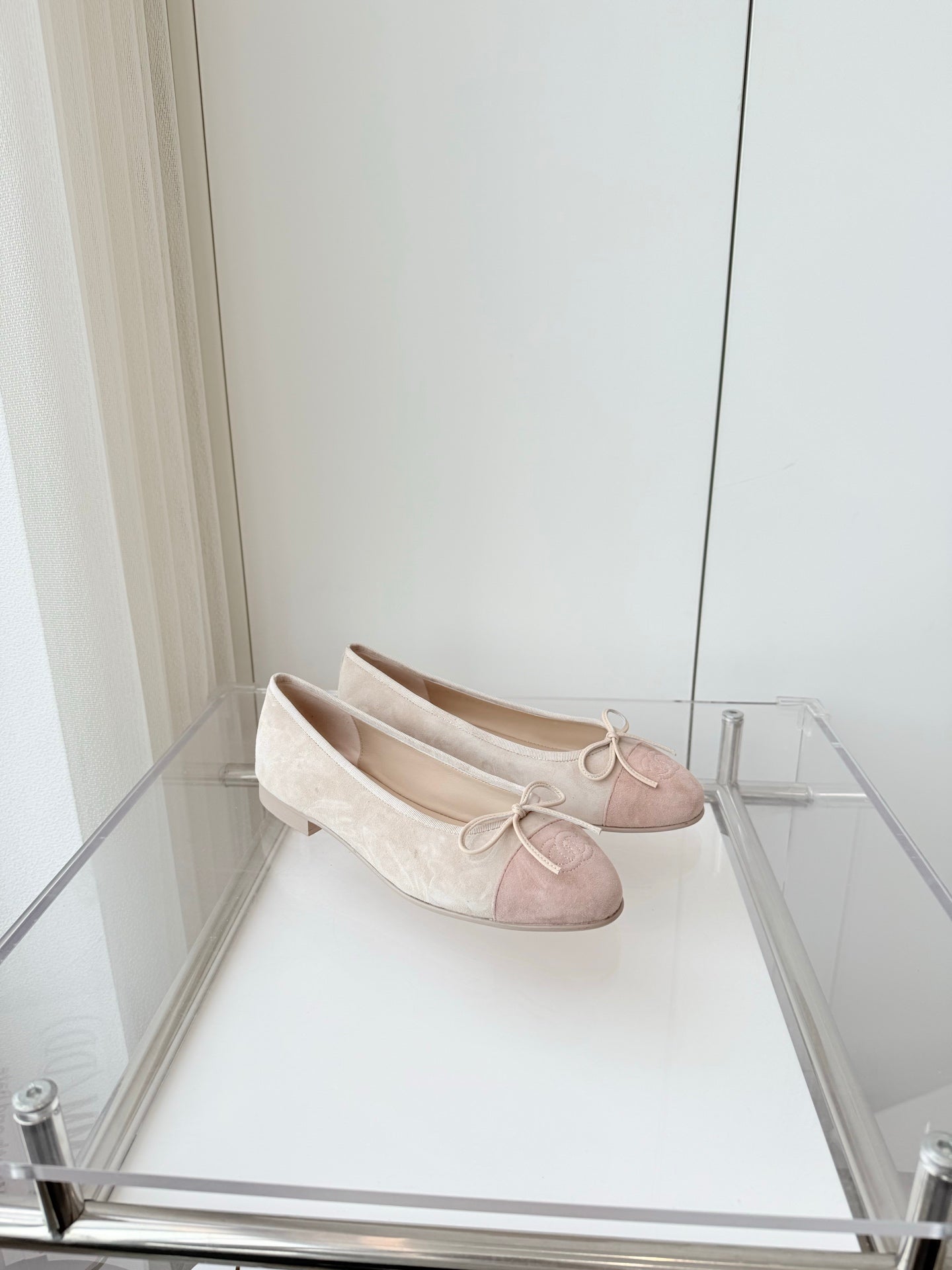 BALLET FLAT IN LIGHT PINK MIX PALE GRAY SUEDE - 34