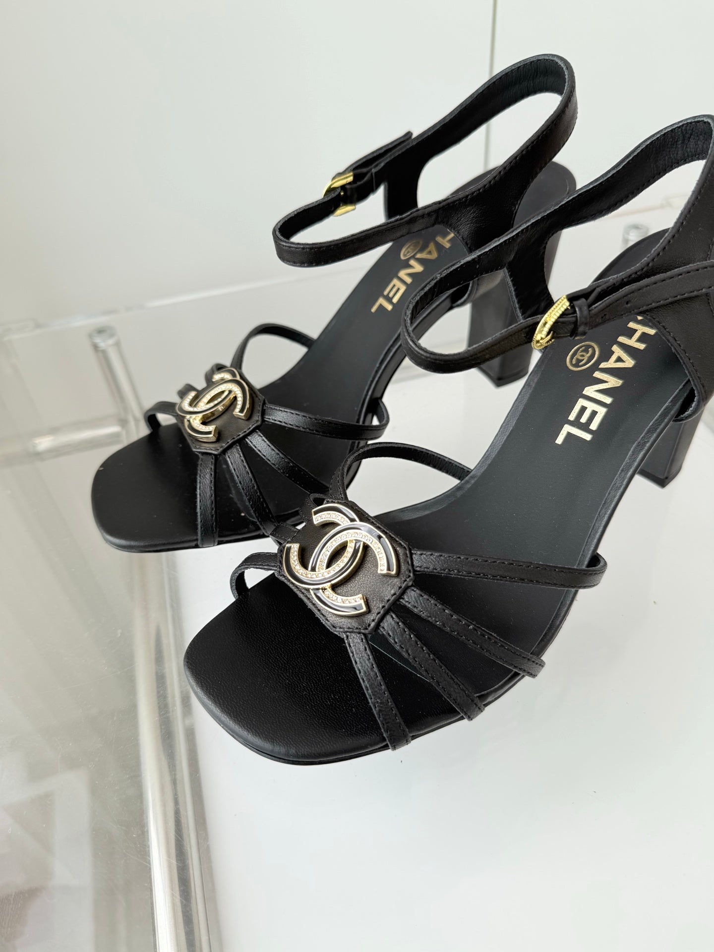 HIGH HEEL SANDALS 85 MM IN BLACK LAMBSKIN - 35