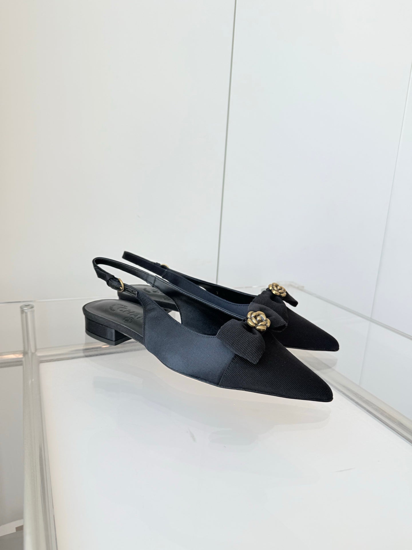 SLINGBACKS 18 MM IN BLACK CALFSKIN MIX CANVAS - 35
