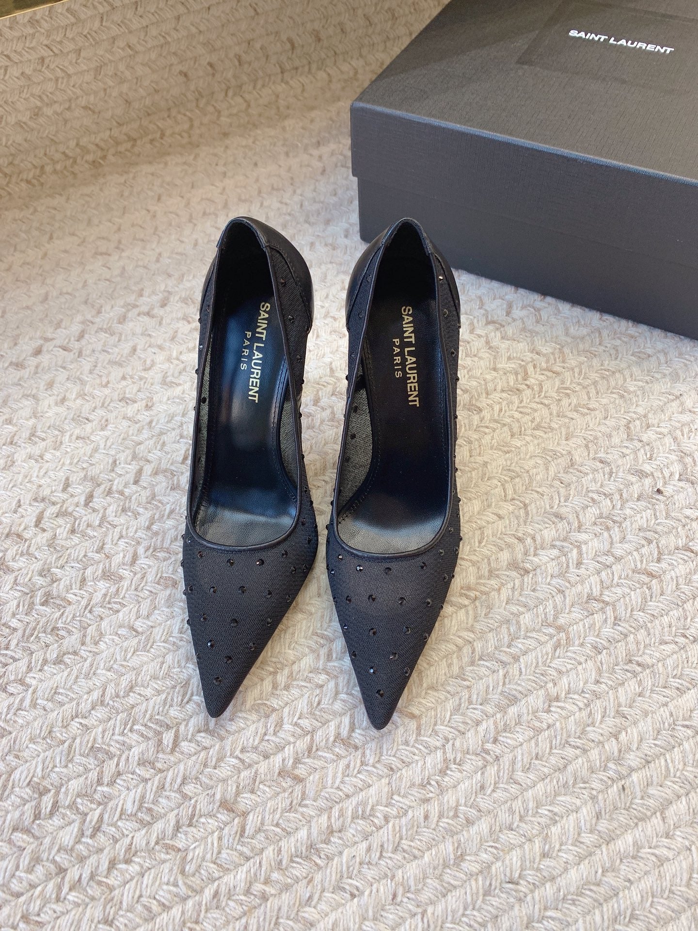 NORMA PUMPS IN BLACK MESH ATTACHED CRYSTALS - 34