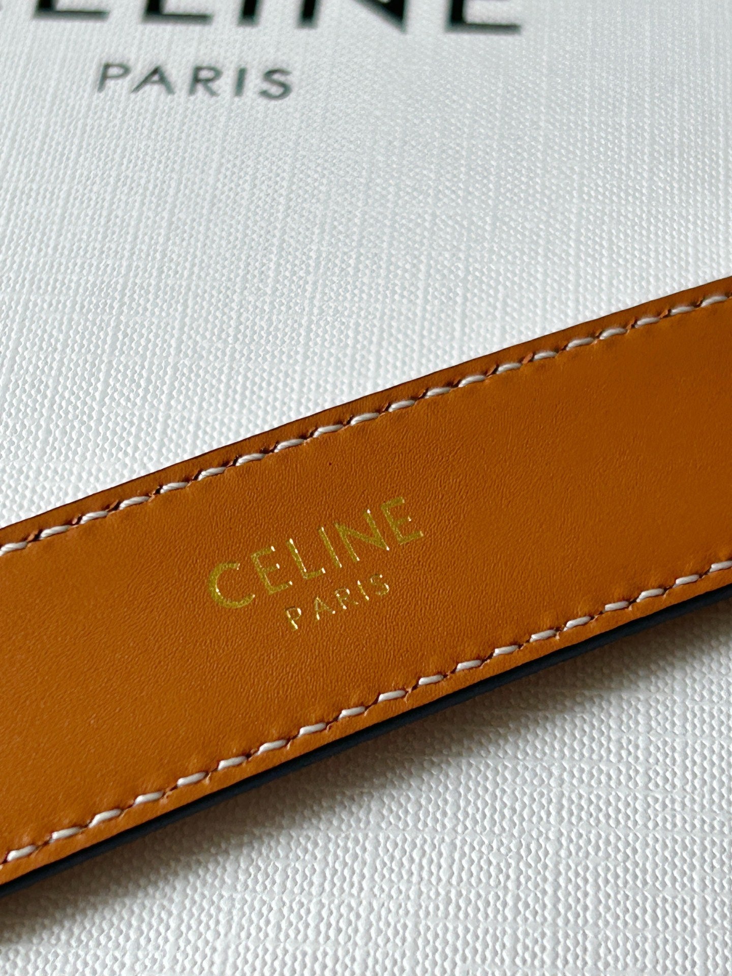 TRIOMPHE BELT 24MM IN BROWN CALFSKIN WITH LEATHER BUCKLE - 30