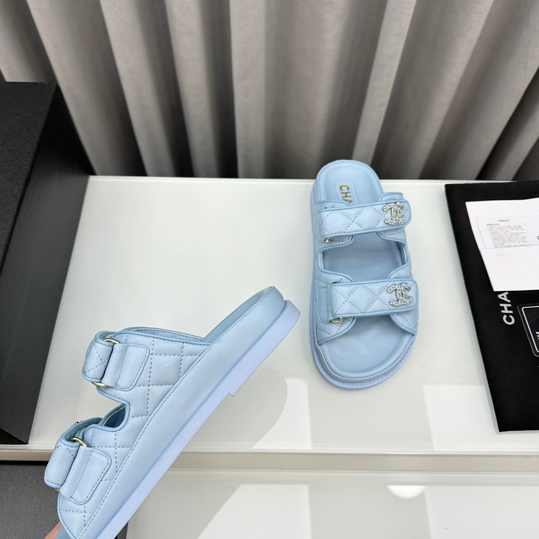 dad sandals cloud blue lambskin mules - 35