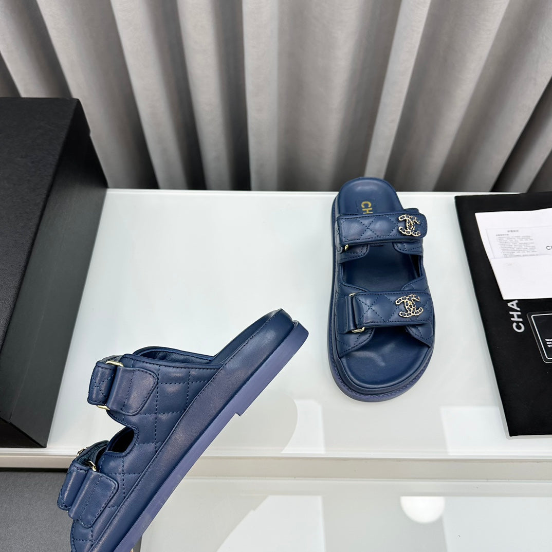 dad sandals blue lambskin mules - 35