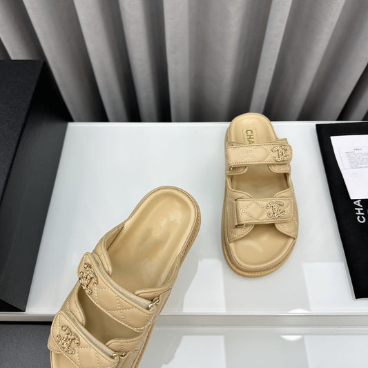 Бежеві мюлі "dad sandals" зі шкіри ягняти - 35