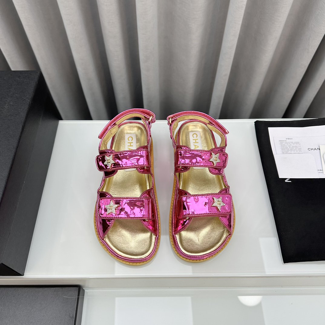 dad sandals red metalic lambskin - 35
