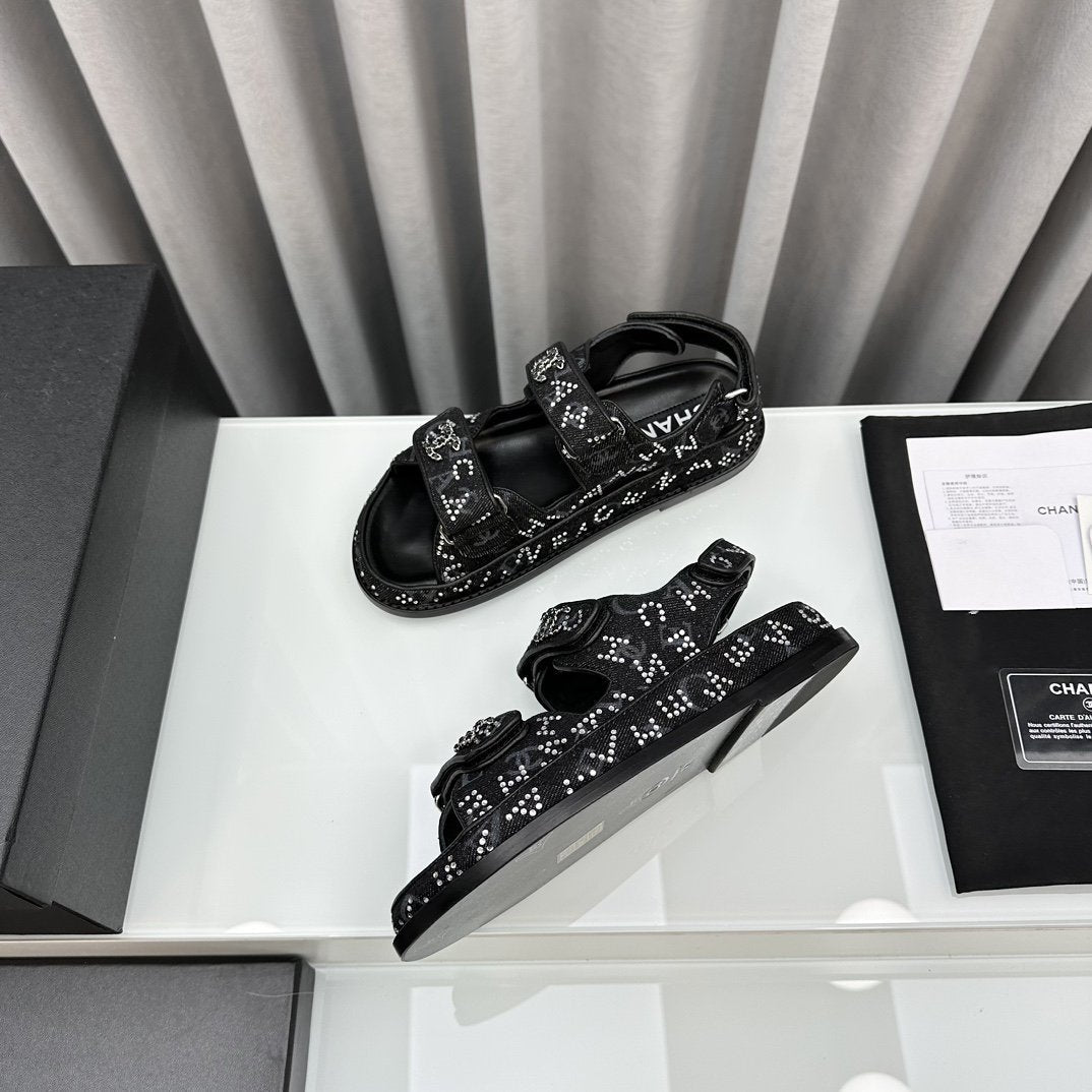 dad sandals black denim mules - 35