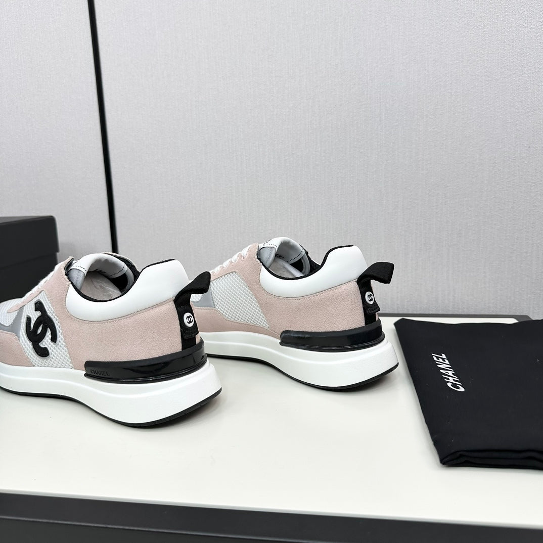 SNEAKER IN LIGHT PINK SUEDE AND WHITE BREATHABLE MESH - 34