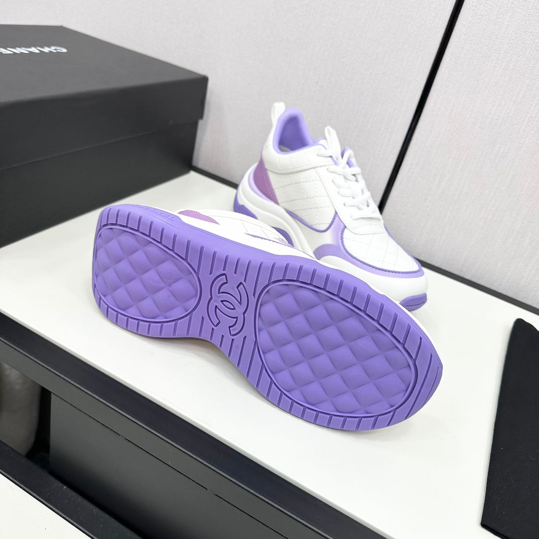 CC SNEAKER IN WHITE MIX IRIS PURPLE EMBROIDERED LAMBSKIN - 35