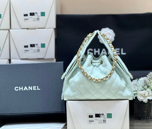 СУМКА CHANEL 25S PALE CYAN З ТЕЛЯЧОЇ ШКІРИ 30 ІЗ ЗОЛОТОЮ ФУРНІТУРОЮ