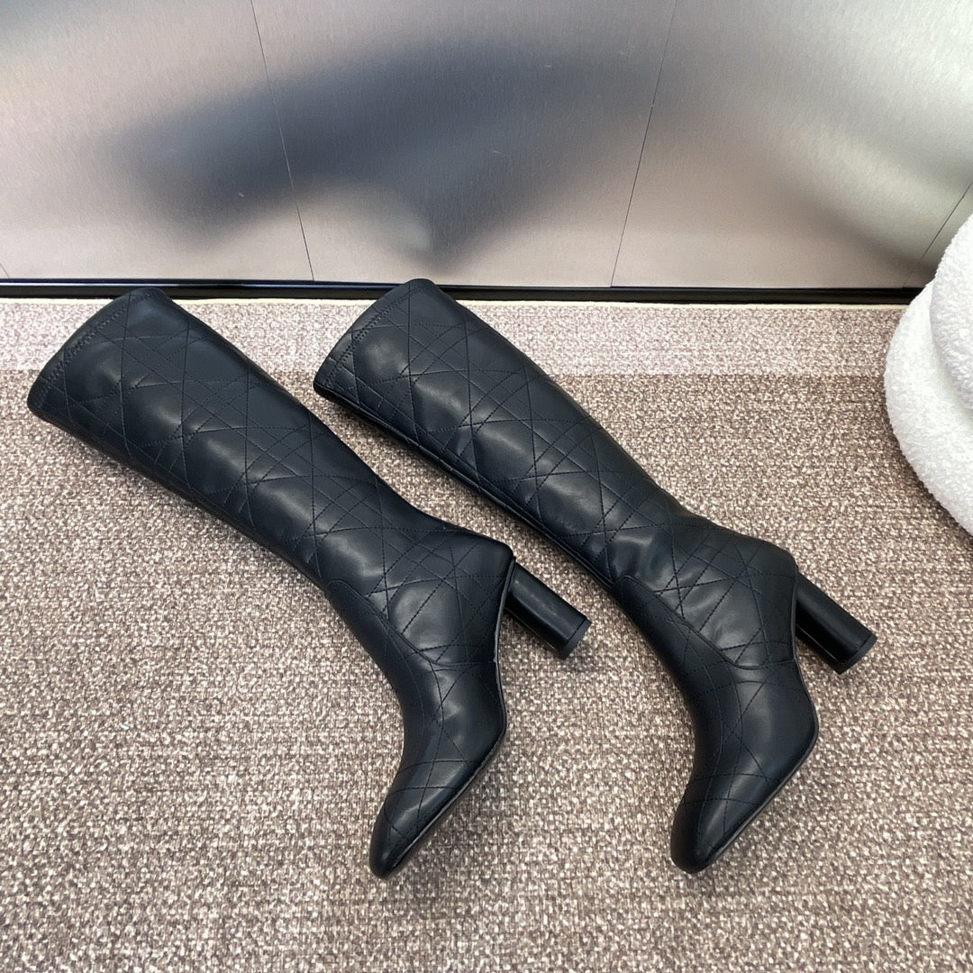 DIOR 25S D-SHADOW COUTURE SERIES BOOTS 90MM IN BLACK CALFSKIN - 35
