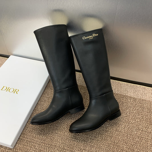 DIOR 25S D-TOWN BOOT 25MM IN BLACK SUPPLE CALFSKIN - 35