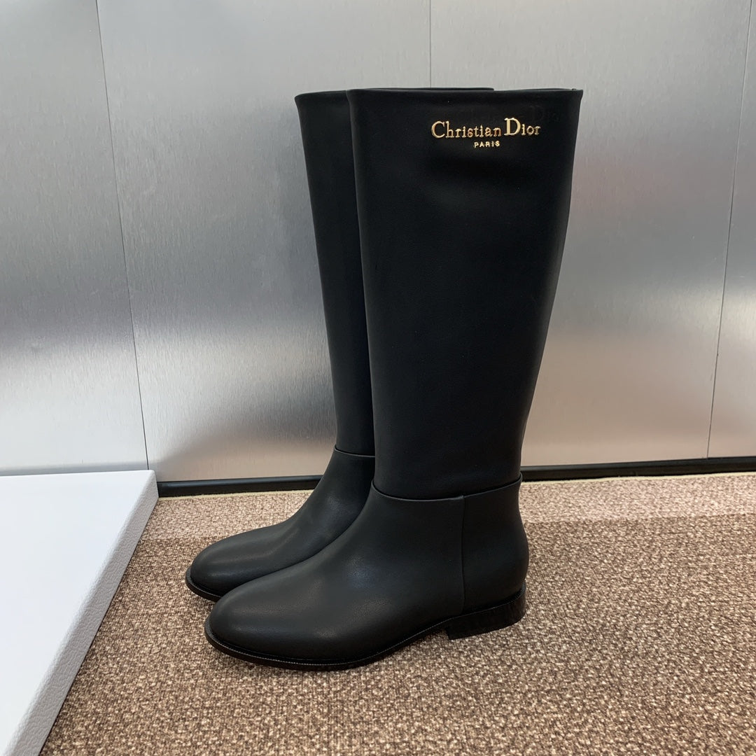 DIOR 25S D-TOWN BOOT 25MM IN BLACK SUPPLE CALFSKIN - 35