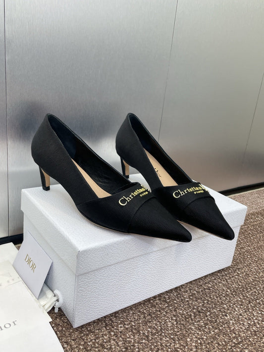 MY DD 25S HIGH HEEL 55MM IN BLACK FABRIC GOLD LOGO - 34
