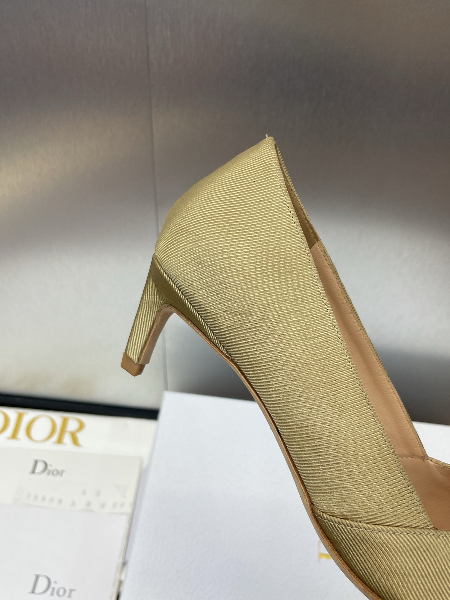 MY DD 25S HIGH HEEL 55MM IN KHAKI GOLD FABRIC GOLD LOGO - 34