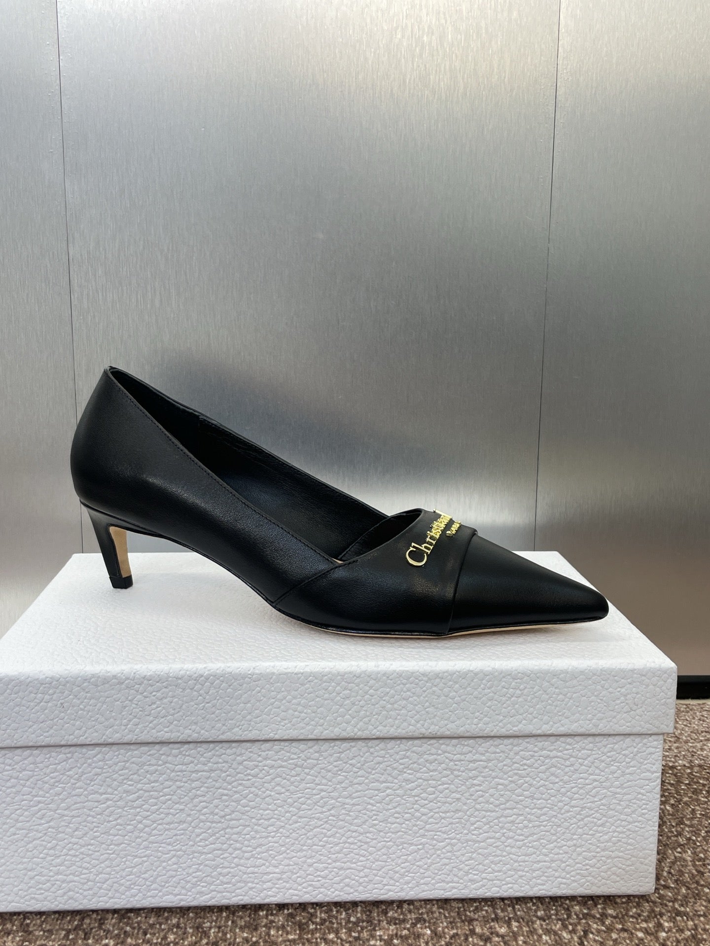 MY DD 25S HIGH HEEL 55MM IN BLACK CALFSKIN GOLD LOGO - 34