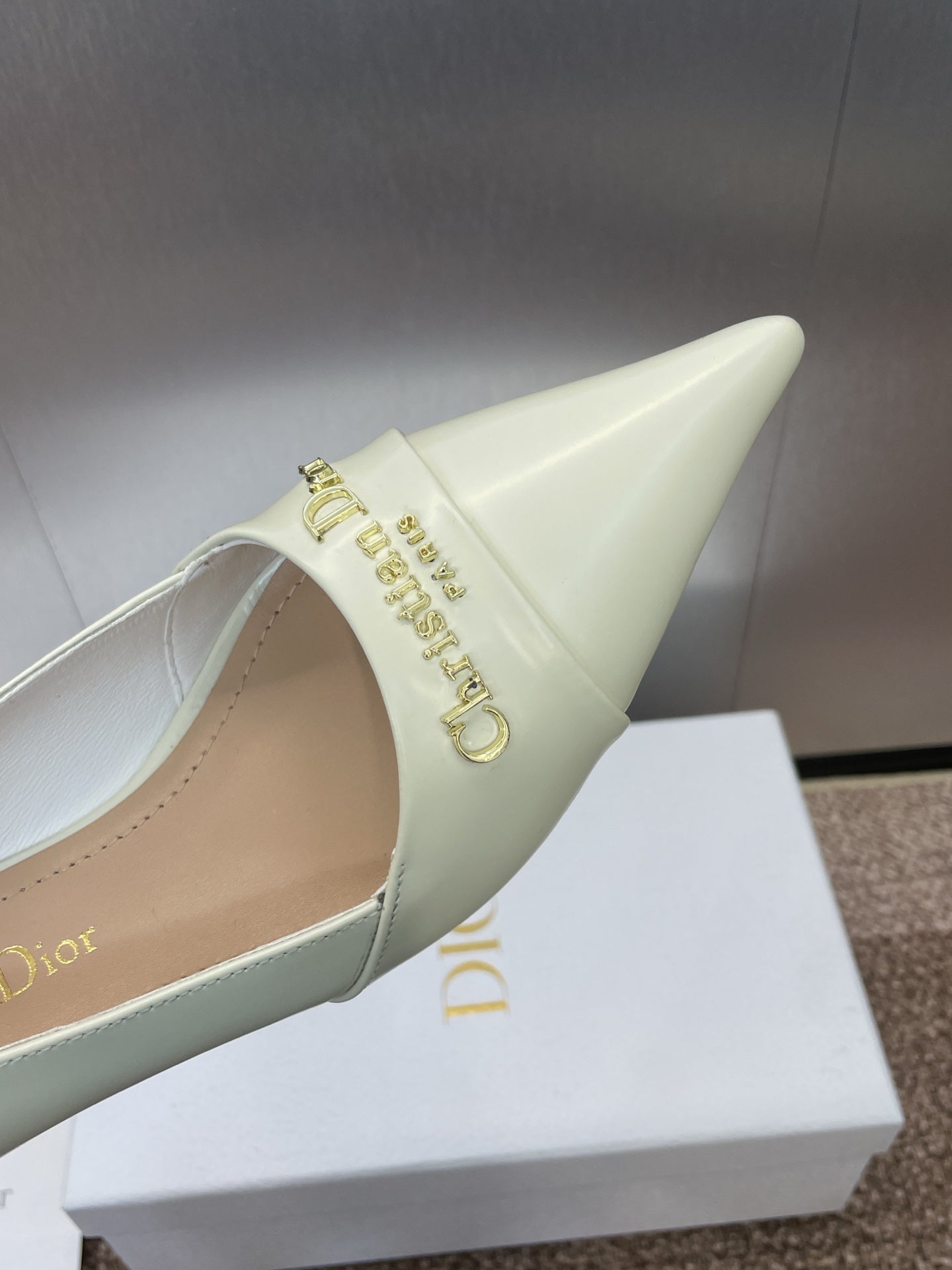 MY DD 25S HIGH HEEL 55MM IN WHITE CALFSKIN GOLD LOGO - 34