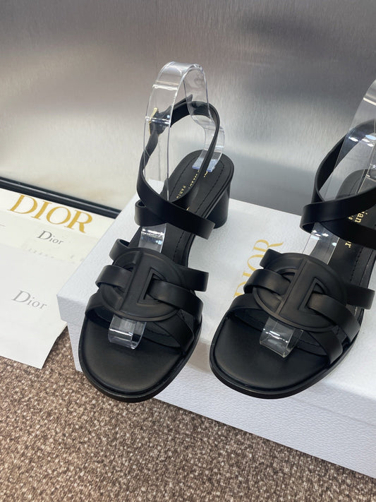 D-CLUB HIGH HEEL SLIDE 25S 55MM IN BLACK CALFSKIN - 34