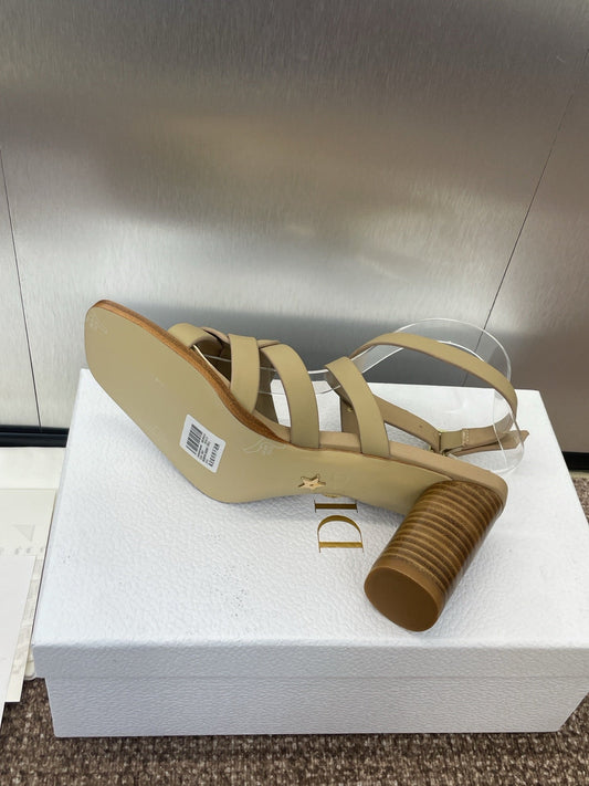 D-CLUB HIGH HEEL SLIDE 25S 80MM IN GOLDEN BEIGE CALFSKIN - 34