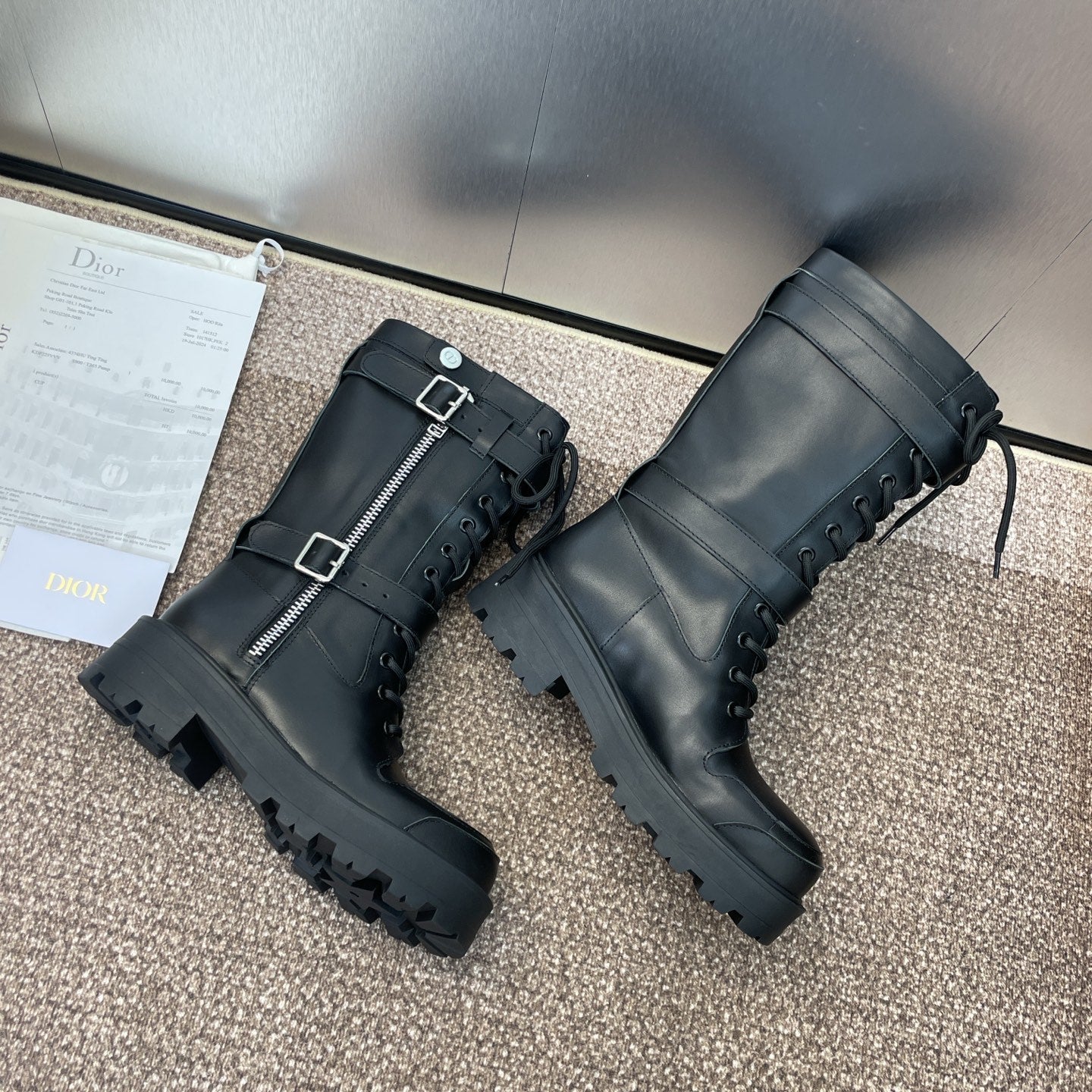 DIOR 25S D-MAJOR SERIES PUNK BOOTS 45MM IN BLACK CALFSKIN - 35