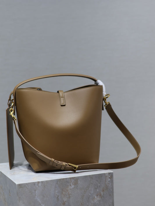 YSL 25S LE 5 À 7 BAG 26 IN BROWN CALFSKIN GOLD HARDWARE