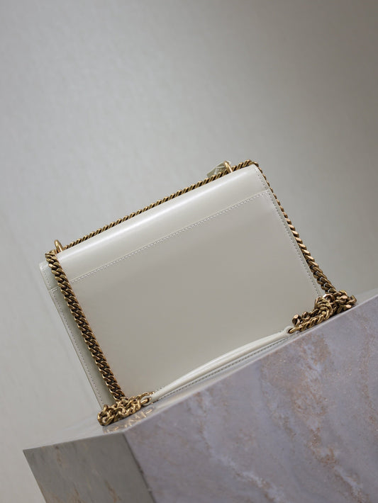YSL 25S SUNSET BAG 22 IN IVORY CALFSKIN GOLD HARDWRE
