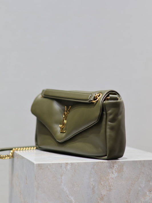 СУМКА CALYPSO CHAIN BAG 26 З ГЛАДКОЇ ОВЕЧОЇ ШКІРИ КОЛЬОРУ ARMY GREEN