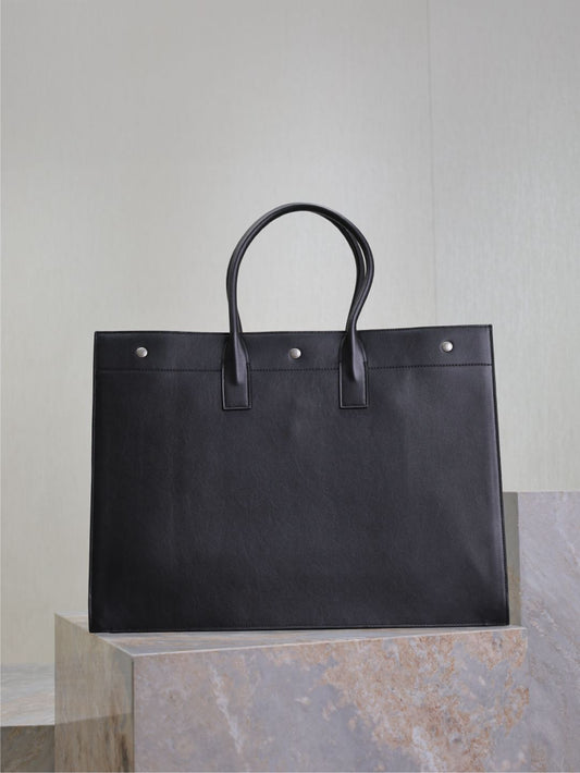 YSL 25S RIVE GAUCHE ВЕЛИКА СУМКА-ШОПЕР 48 З ЧОРНОЇ ТЕЛЯЧОЇ ШКІРИ