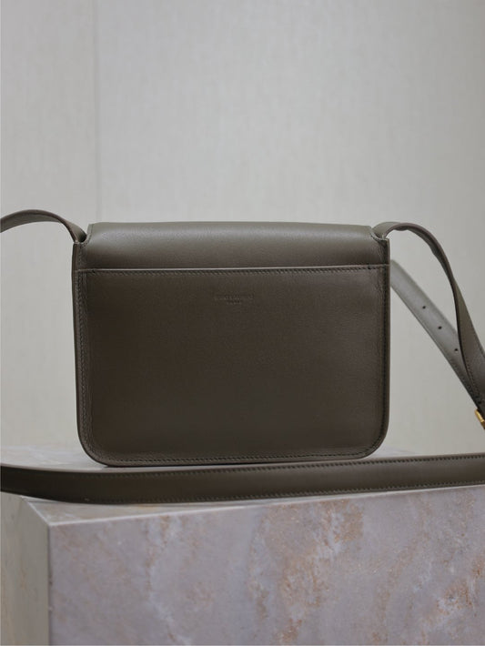 YSL 25S NIKI BABY 22 IN DARK OLIVE BROWN CALFSKIN GOLD HARDWRE