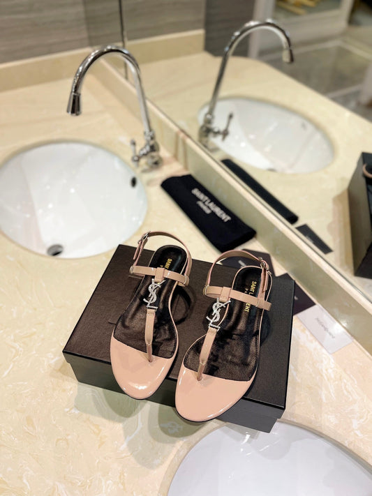 SL CASSANDRA SANDALS TAN POLISHED CALFSKIN - 35