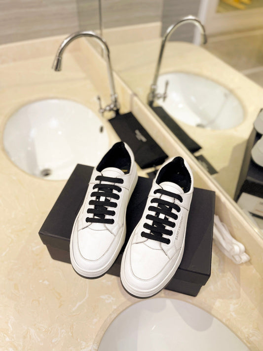 SL SL/61 SNEAKERS WHITE-BLACK LACES CALFSKIN - 35