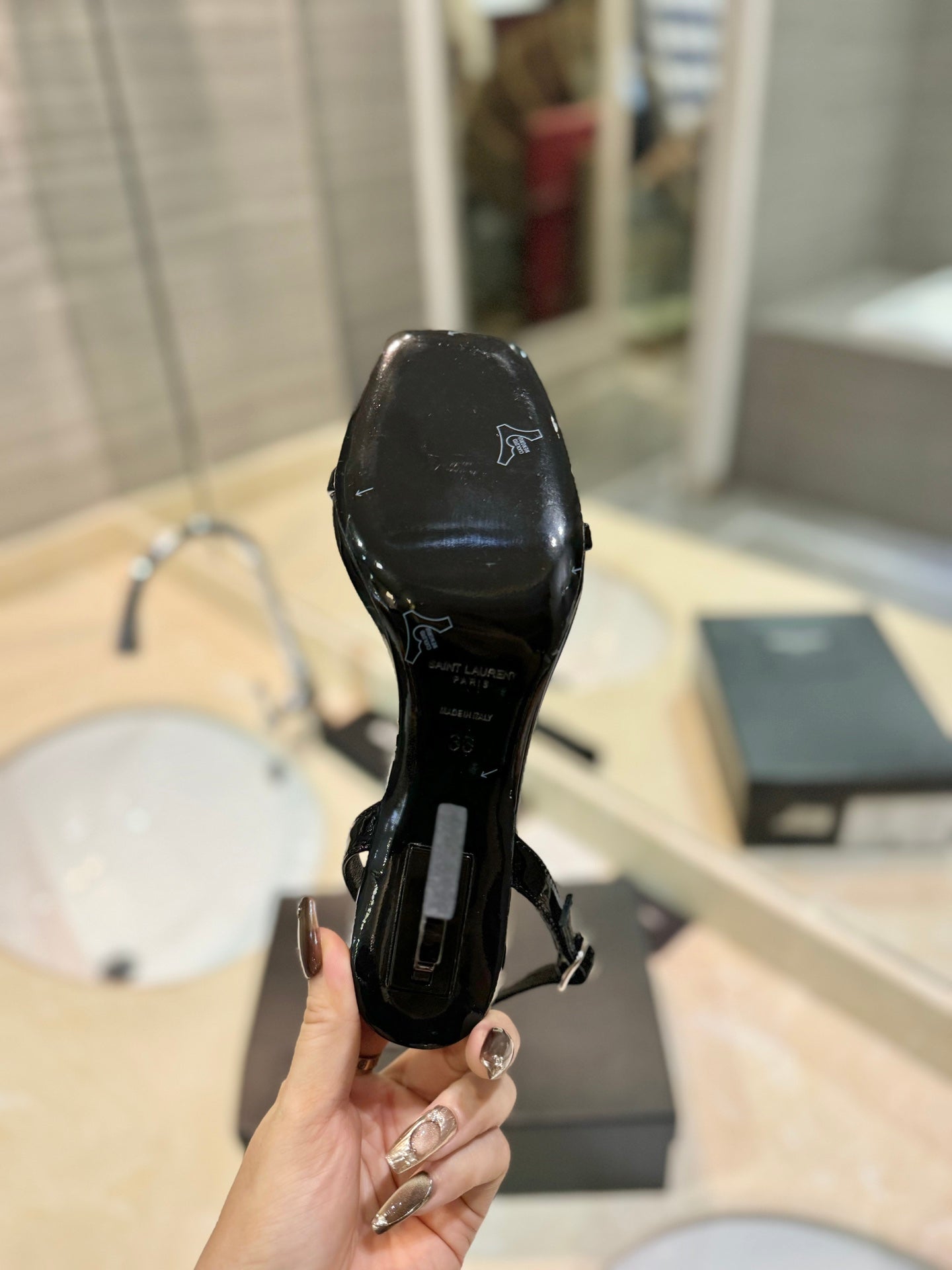 SL OPYUM SANDALS 80 BLACK CALFSKIN - 35