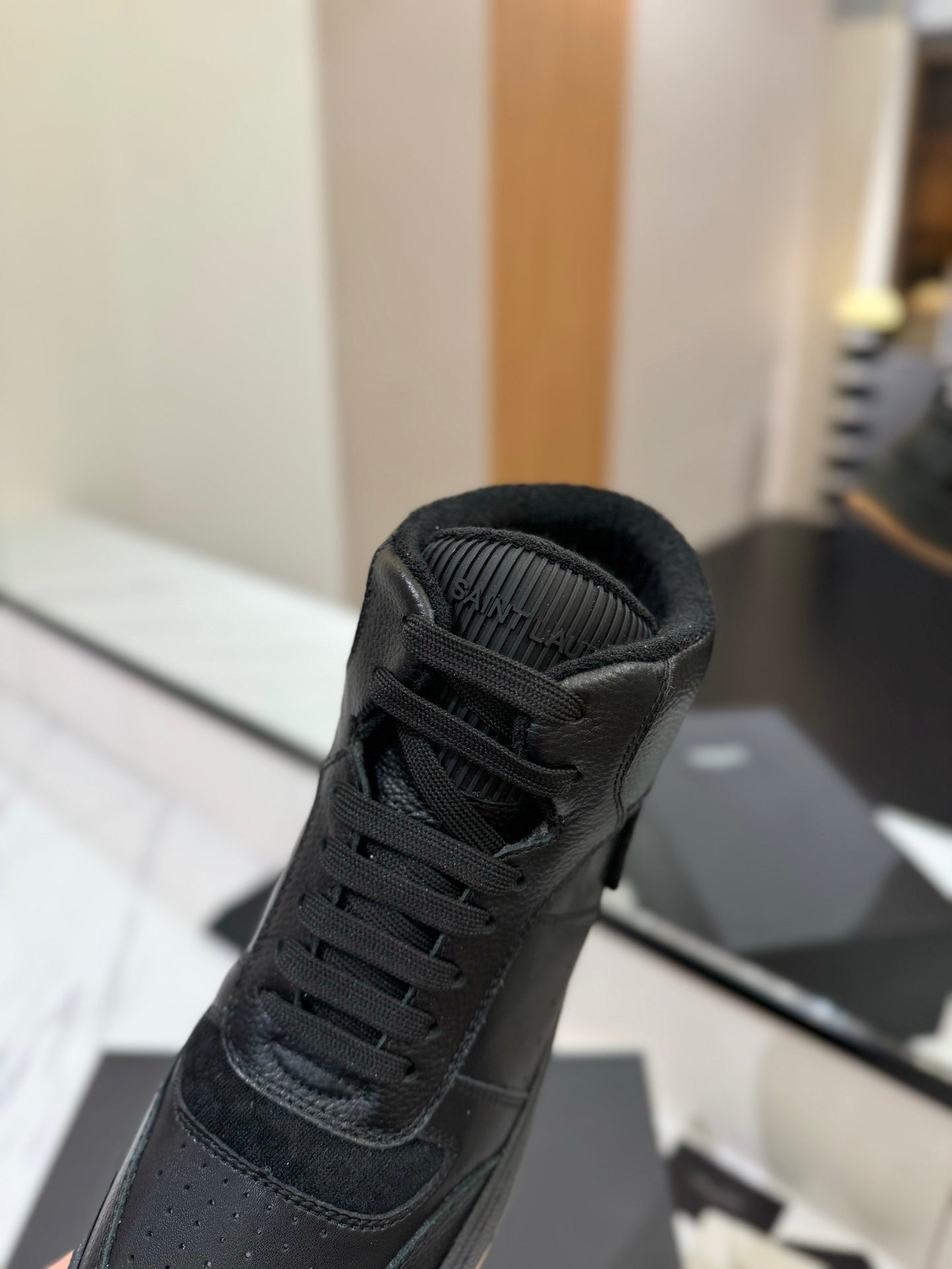 MID-TOP SNEAKERS IN BLACK PERFORATED LAMBSKIN - 35