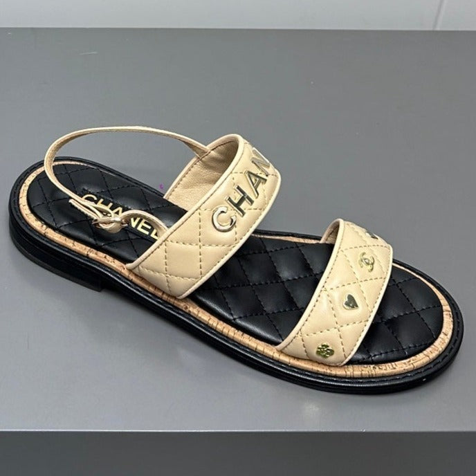 Dad sandals cream yellow calf leather - 35