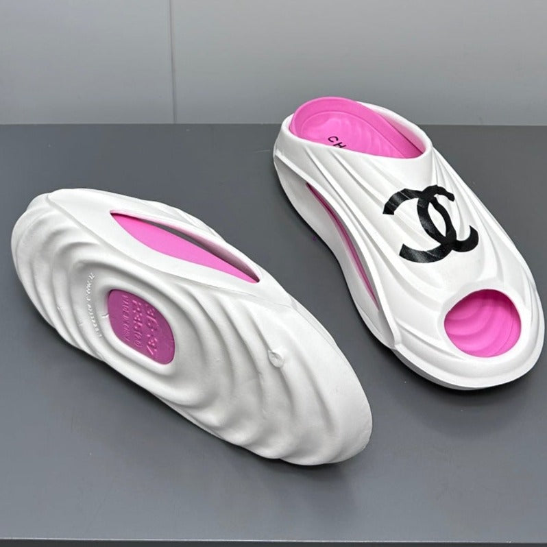 New Double C Foam Lightweight Slippers Boat White Pink - 35